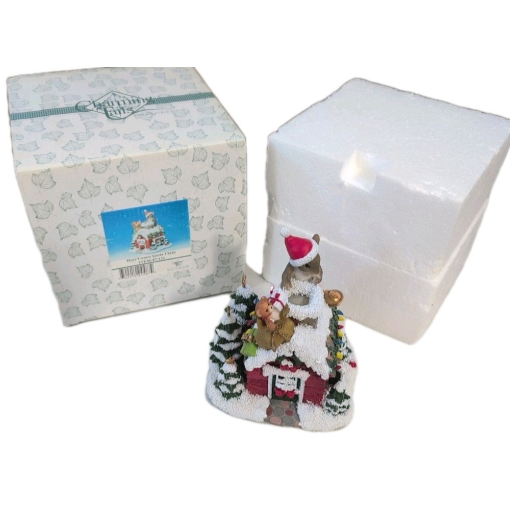 Fitz & Floyd Charming Tails Here Comes Santa Claus Christmas Figurine Music Box‎